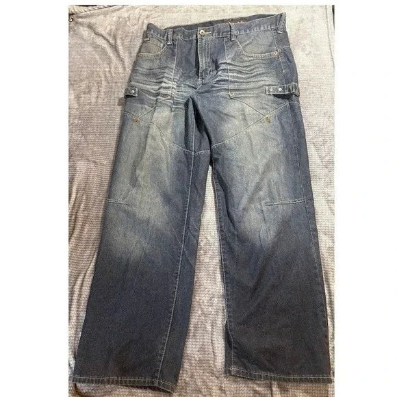 Five Jungle & Company Baggy Carpenter Jeans Mens Wide Y2K Streetwear Denim 42x32