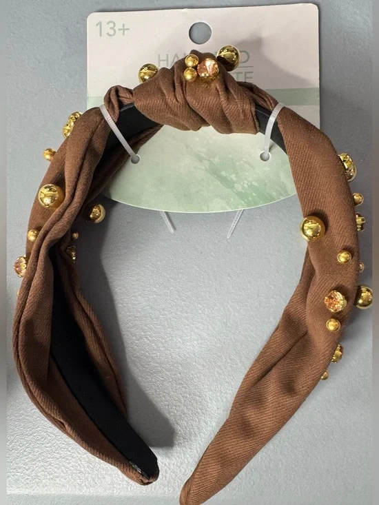 Brown Beaded Knot Headband classy chic fall