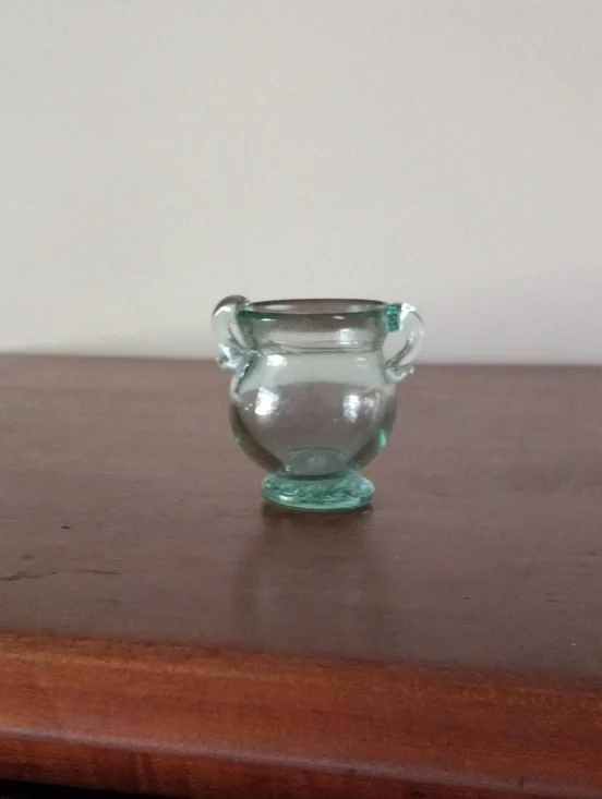 Small Two-Handled Glass Vase in Pale Aqua