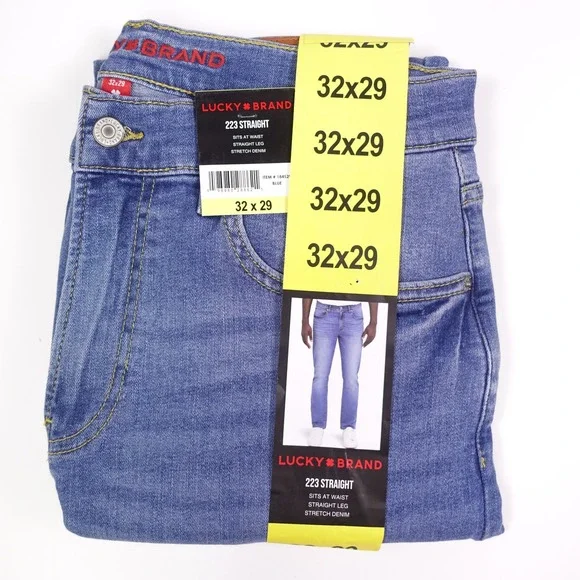 Lucky Brand 223 Straight Leg Mens Blue Stretch Denim Jeans 32x29 NEW 1845290