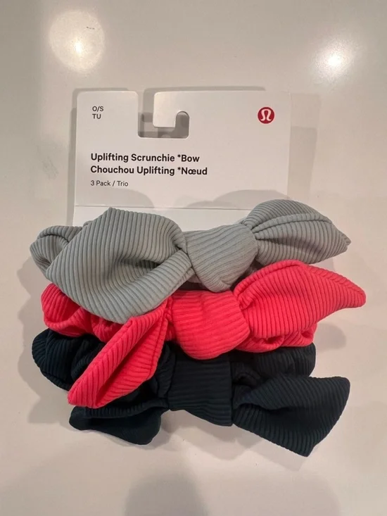 lululemon athletica Uplifting Scrunchie Bow 3-Pack - Gray, Pink, Black