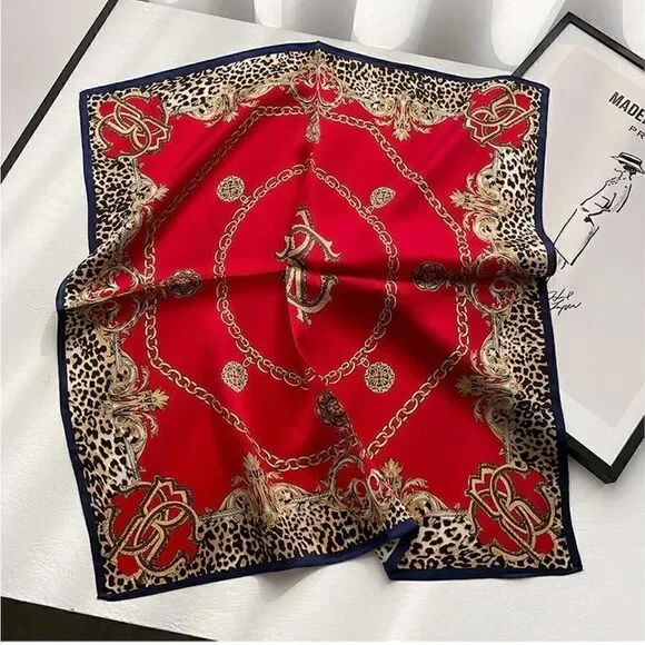 Red Chain Silk Scarf
