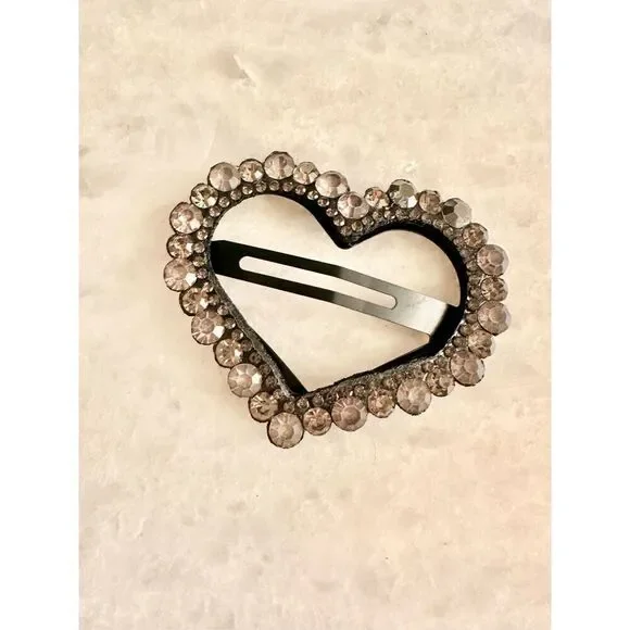 Gold rhinestone sparkly valentine heart hair clip ￼