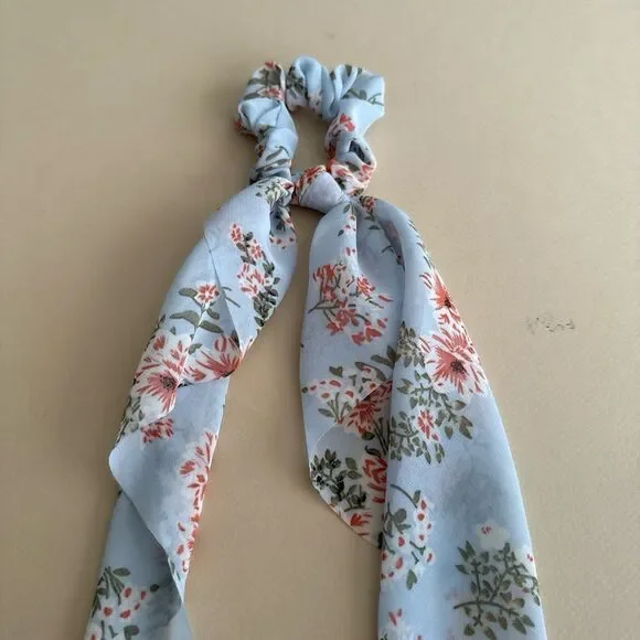 Floral Blue Hair Scrunchie K74