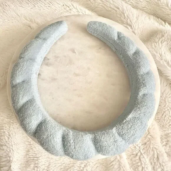 Light blue Terry cloth puffy headband ￼