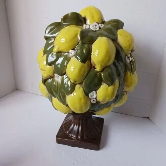 Vintage Italian Ceramic Lemon Tree With Flowers
