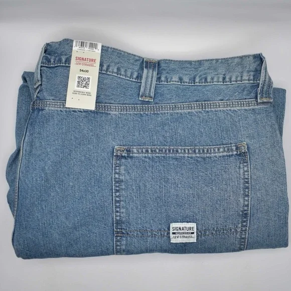 Signature by Levi Strauss Carpenter Jeans Men's 54x30 Indigo Blue Big & Tall NWT