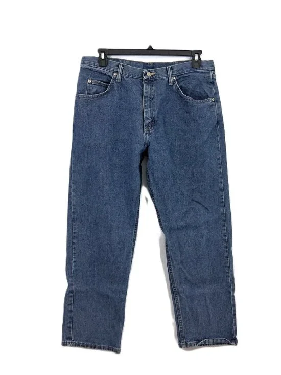 Men's Wrangler Relaxed Fit Straight Leg Jeans Medium Vintage Wash Sz 36X30