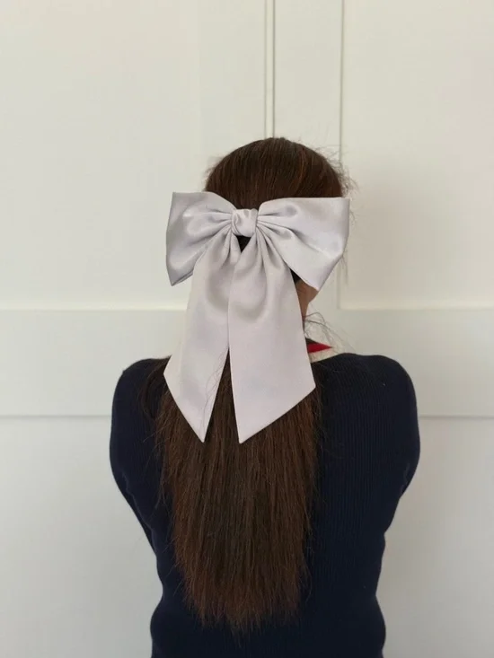 Giant satin hair bow hair barrette