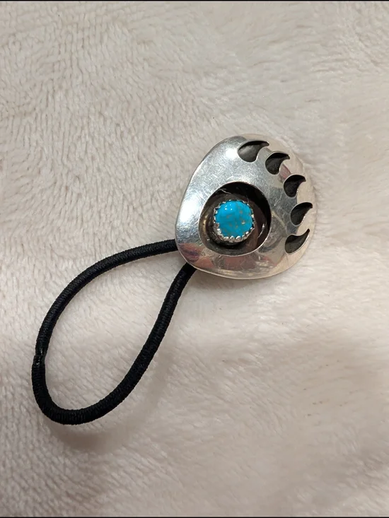 Sterling Silver Bear Claw Turquoise Hair Tie