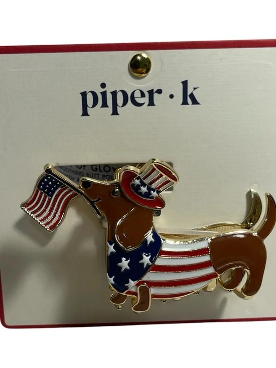 Piper K Patriotic Dachshund Hair Clip - NWT **