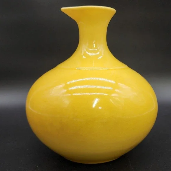 Vintage Fiesta Ware Yellow Ceramic Bud Vase Pitcher MCM Retro Pop Art  Pottery