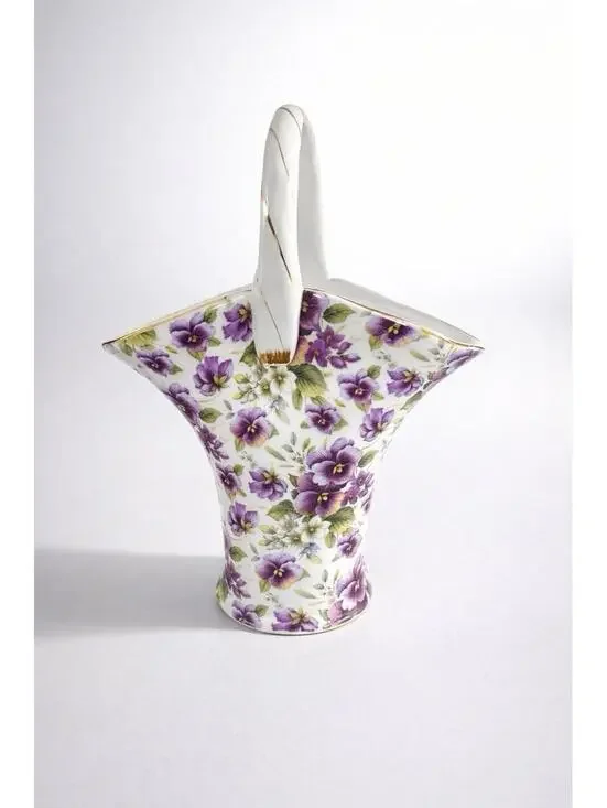 Madison & Max Floral Ceramic Basket Vase