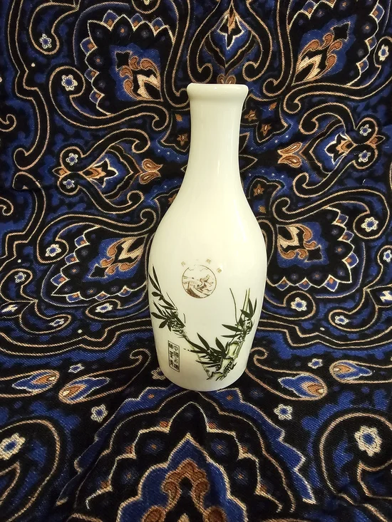 Vintage Chinese Bamboo Porcelain Bud Vase