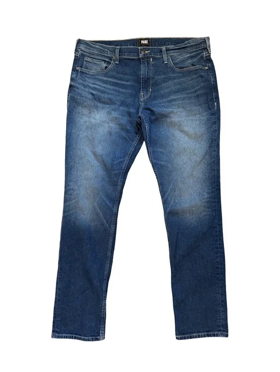 PAIGE Lennox Slim Fit Jeans Men's Size 38x32 Blue Medium Wash Stretch Denim