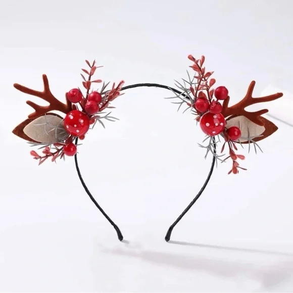 Christmas Antler Headband, Christmas Headband, Antler Headpiece, Holiday Antlers