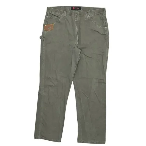 Ripstop RIGGS by Wrangler Work Green Carpenter Pants Straight Cotton Men's 38x34