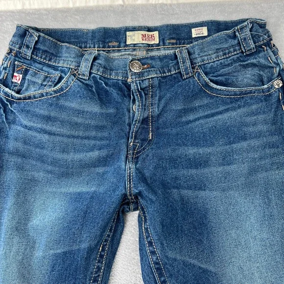 MEK Denim Cody Straight Leg Jeans Size 40 Blue Mens Embroidered Y2K Rugged Style