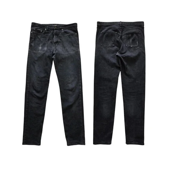Saint Laurent Paris D14 Black Slim-fit Low-waist Mens Jeans Denim Italy 34×32