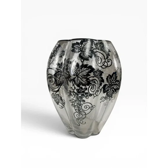 Sterling Overlay Vase Silver City Grape Grapevine 1930s VTG Fostoria Sakier