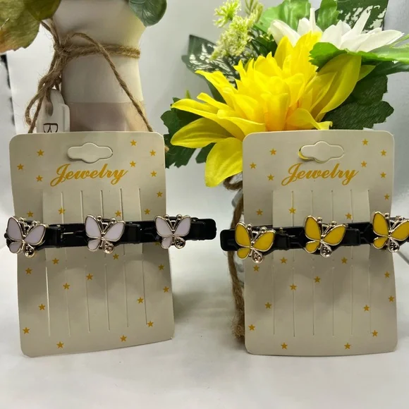 Set‎ of 2 Butterfly Braided Hair clips NEW