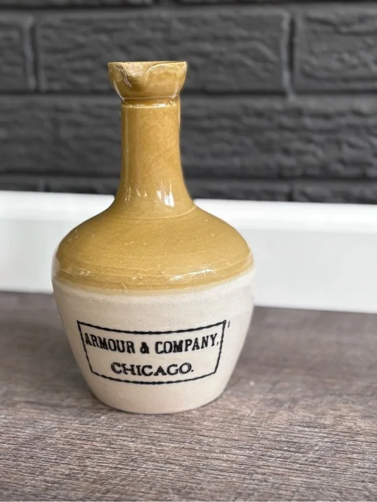 Armour & Company Chicago Stoneware Jar — Mustard & Cream