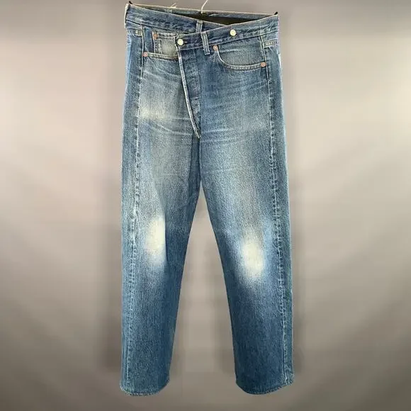 R13 Size 30 Blue Wash Cotton Button Fly Jeans