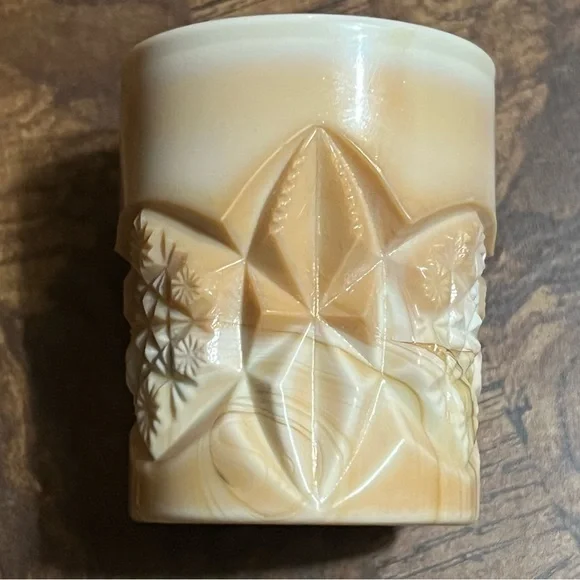 Joe St Clair Star and Shuttle Carmel Toothpick Holder  Embossed Joe St Clair