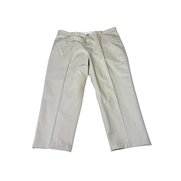 LL Bean Classic Fit Chino Pants Mens 44x28 Stone Khaki Cotton Twill‎ 212330