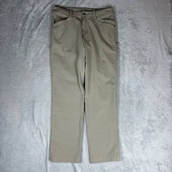 Lululemon ABC Chino Pants Mens‎ 32 Beige Polyester Stretch Slim Fit