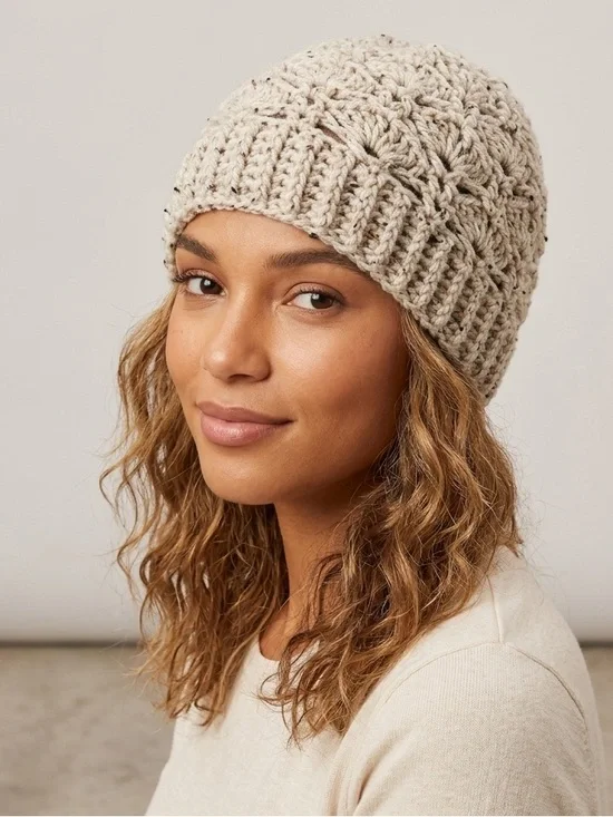 Mariposa’s Beanie Handmade Crochet Boho Adult Winter Beanie Hat Aran Fleck