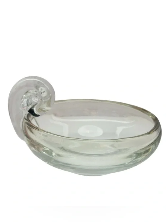 TOSCANY Handled Nappy Kristen Clear Glass Soap Dish with Curled Accent