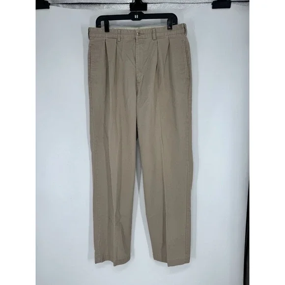 Polo Ralph Lauren Andrew Pants Mens Size 34x32 Khaki Vintage Baggy Pleated Chino