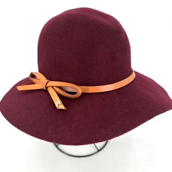 Vintage Victoria Secret Wide Brim Wool Floppy Brim Hat Wine‎ Burgundy elegant