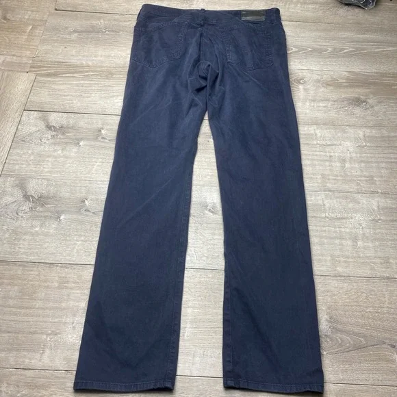 AG Pants Adriano Goldschmied‎ Mens 36x34 Navy Blue Cotton Sud Sateen Stretch