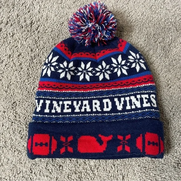 Vineyard‎ Vines Tailgate Pom Pom Knit Beanie unisex one size
