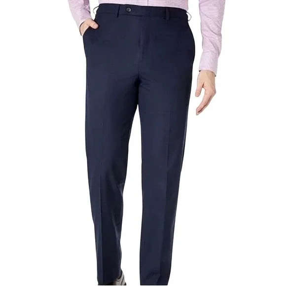 Lauren Ralph Lauren Wool Dress Pants Mens 44x32 Navy Blue Windowpane Classic Fit