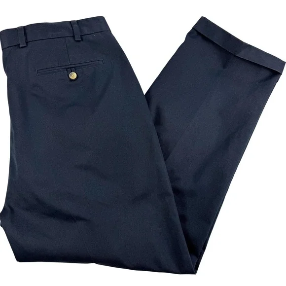 Jos. A. Bank Traveler's Dress Pants Mens 40x29 Blue Cotton Pleated Cuffed Office