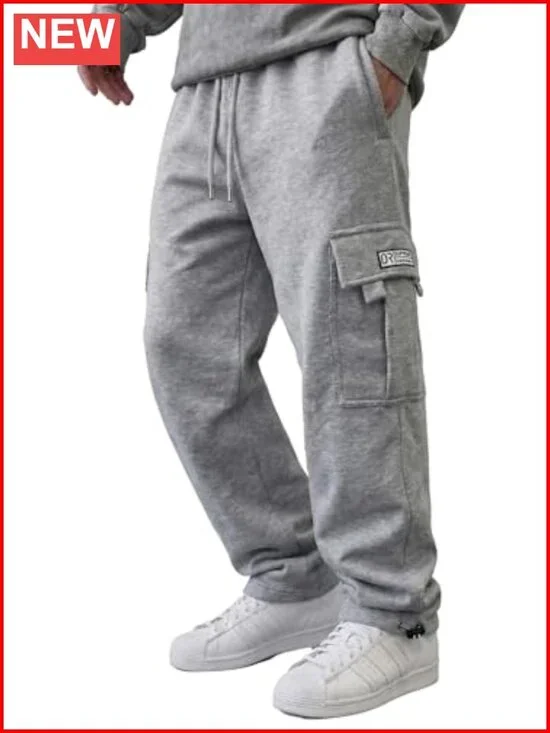 Cargo Sweatpants with Drawstring Athletic Joggers Cotton Polyester
