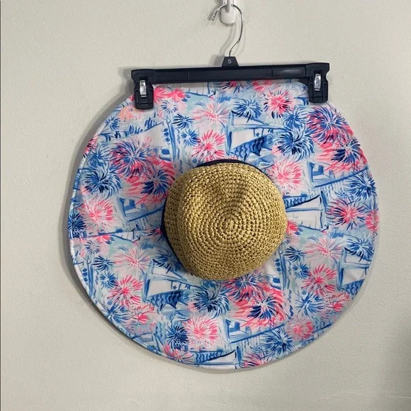 Lilly Pulitzer‎ Straw Hat with Blue Trim