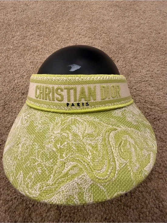 Dior Dioriviera Toile de Jouy Visor Hat Lime Green Sun Visor NEW Limited Edition