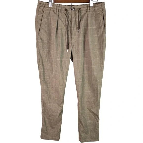 Polo Ralph Lauren Mens Brown Glen Plaid Stretch Tailored Slim Fit Pants‎ 33x31