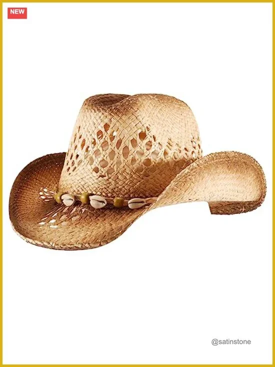 Classic Straw Cowboy Hat with Shapeable Brim - Raffia