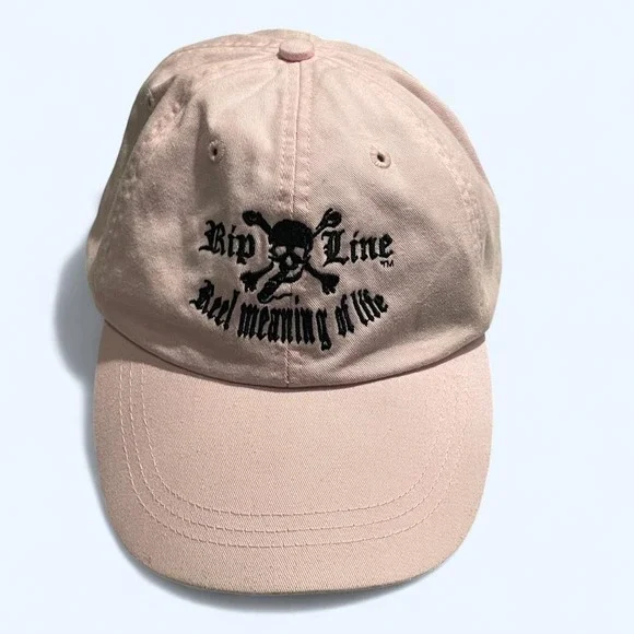 Vintage-style pink baseball cap with embroidered‎ skull by Adams