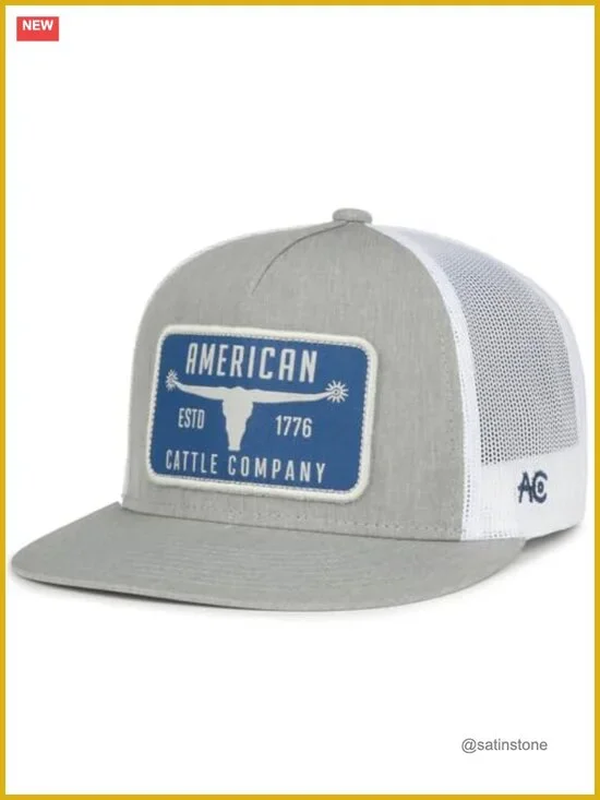 Adjustable Snapback Western Hat with Bull Spurs Patch - Mesh Back