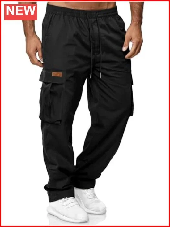 Men's Cargo Sweatpants Drawstring Joggers Hiking Tactical Pants with Pockets
