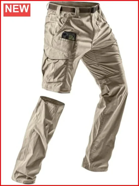 Convertible Cargo Tactical Pants, Water Resistant Hiking Pants, Zip Off