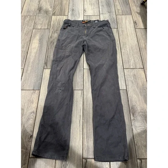 Ariat Rebar M4 Low Rise Straight Work Pants Men's Size 34x36 Gray Canvas