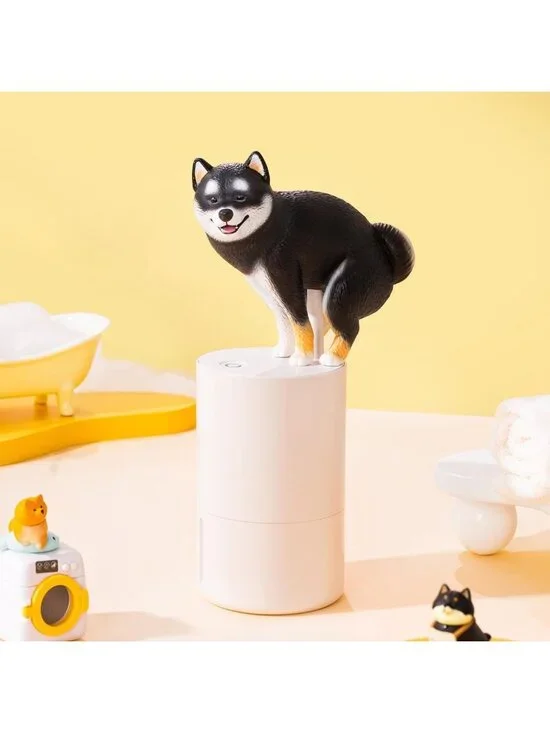 Cute Animal Foam Soap Dispenser - Automatic Black Shiba Hand Washer for Kids