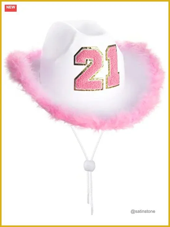 Pink Cowgirl Hat with 21 Emblem - 21st Birthday Outfit